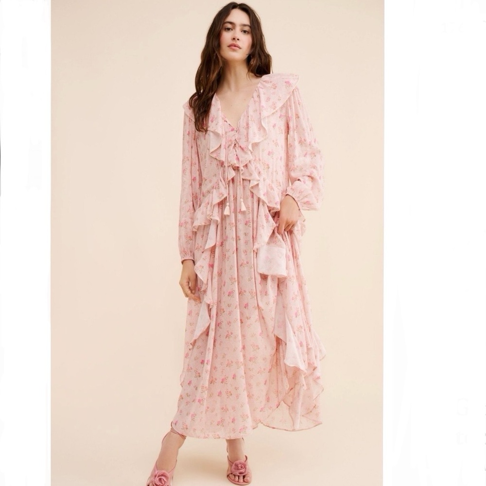 Spell & The Gypsy Fleur Ruffle Gown - Pink Champagne